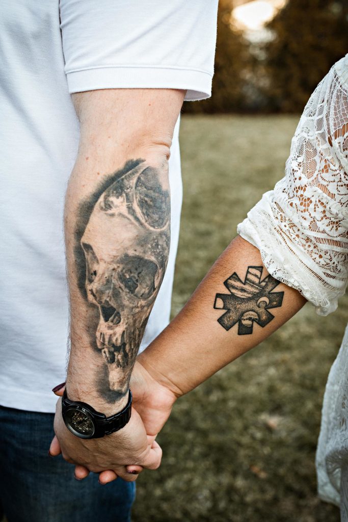 Tattoos engagement photo