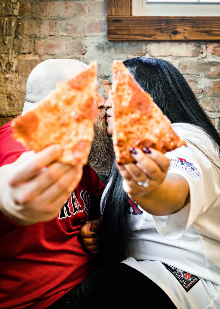 Pizza and engagement photos