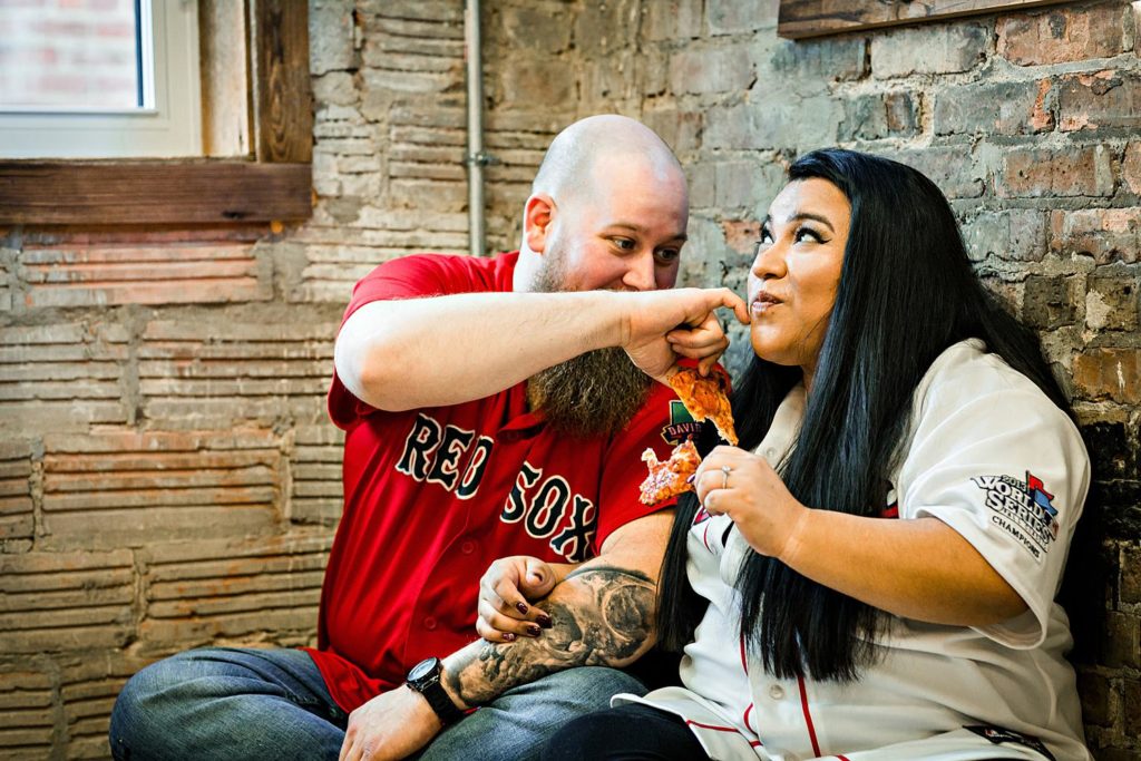 Engagement session ideas with pizza